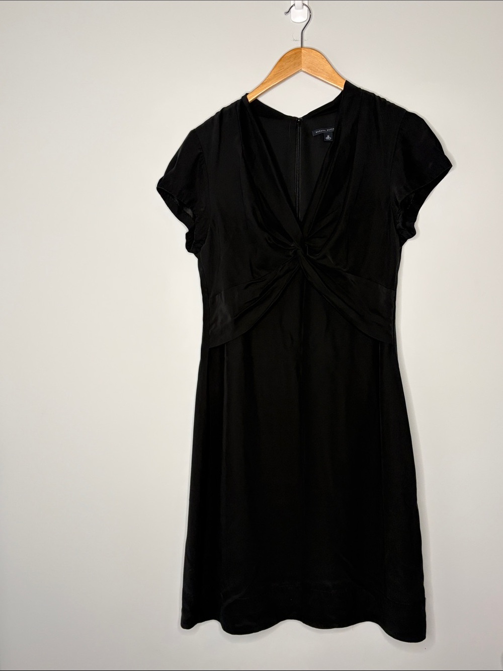 Banana Republic Black Knot-Front Midi Silk Dress
